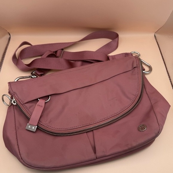 lululemon athletica Handbags - Lululemon All Night Festival Bag Crossbody Mauve Pink Nylon Adjustable Strap